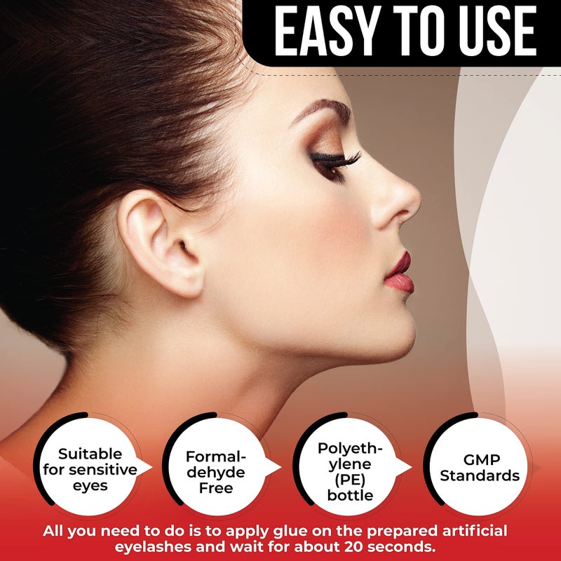 NOON'S UP Eyelash Glue (Clear) - Super Strong Hold Eyelash Adhesive | Waterproof Hypoallergenic Lash Glue for Sensitive Eyes | Blends Naturally (0.14 Fl. Oz.) - Image 5